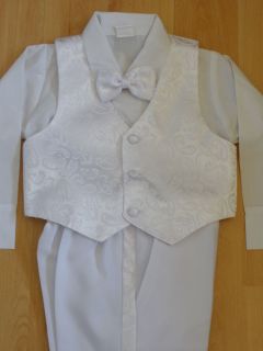   Toddler Baptism Church Formal Vest Suit white New Born  4 years old