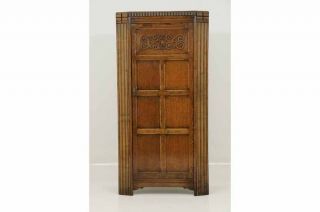 Antique Scottish Single Door Oak Armoire, Hall Wardrobe