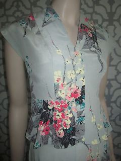 Trashy Diva Floral 1940s Style vintage Silk Blouse XS Worn 1X