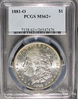 1881 O Morgan Silver Dollar PCGS MS62+   Gorgeous Reverse Toning