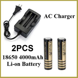 2X UltraFire 18650 4000mAh 3.7V Rechargeable Li ion Battery + AC US 