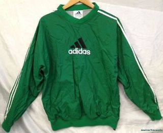 Vintage 80s 90s ADIDAS Green Pullover Lined NYLON TRACK JACKET 