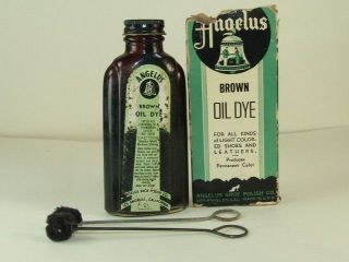 Vintage Art Deco Angelus Oil Dye Shoe Dressing Polish Bottle In 