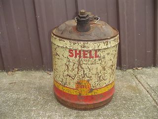 Old 5 Gallon Shell Metal Gas Gasoline Can Safety Bucket Vintage white 