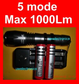   CREE XM L T6 Tactical defender led Flashlight 3000mah battery Charger