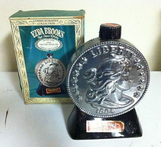 Antique Ezra Brooks 1804 Silver Dollar Decanter   In Original Box 