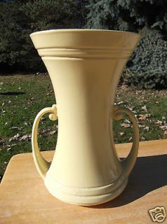 Vintage Art Deco Yellow Abingdon Art Pottery Vase or Urn with Handles