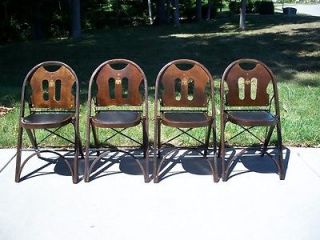 VTG Set of 4 Wood Folding Chairs ~ Art Deco Scottish Rite Masonic 
