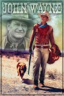   POSTER 60x90cm cowboy with dog & gun western Long Live The Duke NEW