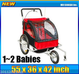 2IN1 Baby Bike Trailer Stroller Large Bicycle Red w/ Drawbar Connector 