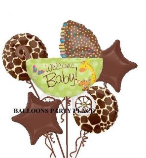 FISHER PRICE BABY SHOWER BUGGY CARRIAGE balloons chocolate giraffe 