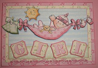 Handmade Greeting Card 3D New Baby With A Baby On A Clothesline