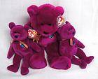 Lot of 3 Ty Beanie Babies Buddies Millennium Purple Bears Plush Toys