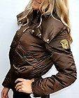 NEW Womens size M Medium Baby Phat brown coat winter down filled Gold