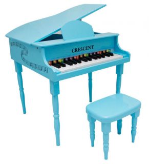 New Crescent 30 Keys TEAL Baby Toy Grand Piano with Bench for Kids age 