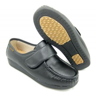 BALL BAND Comfort 01 BLACK Anti Slip Womens Velcro Strap NURSE Shoes 