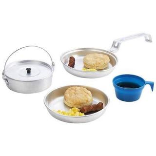  Kit Fry Pan Plate Cup Compact Camping Hiking Survival Cooking Gear