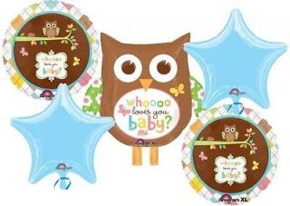 WHO LOVES YOU BABY OWL BABY SHOWER BALLOONS BOUQUET SUPPLIES 