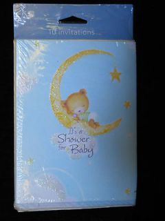 10 Baby Shower Invitations Teddy Bear Invite Cards & Envelopes W Guest 