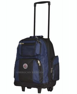 Transworld Black/Navy 18 Rolling Wheeled Backpack School Book Bag 