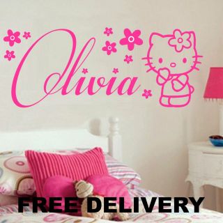   HELLO KITTY YOUR NAME WALL STICKERS MURAL GIRLS BEDROOM  GIFT IDEA