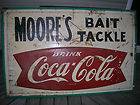   AM 44 Drink Coca Cola Moores Bait Tackle Embossed Fishtail sign