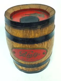 MS2 VINTAGE BLATZ BEER SIGN COIN BANK VINTAGE WOOD BARREL BACK BAR 