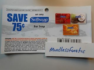12) $.75 Any One SOFTSOAP Bar Soap Coupons, x3/31/13 F1