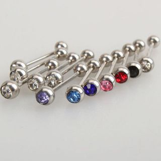   Tongue Ring Stud Body Jewelry Bars Barbell Multi Colored Rhinestone