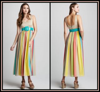 Alice+Olivia Wade Belted Maxi Dress XS 0 2 4 UK 4 6 8 NWT $440 Long 