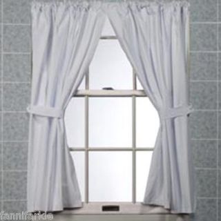 WHITE VINYL BATHROOM  SHOWER WINDOW CURTAIN ~ 45 x 36 ~ TIE BACKS 