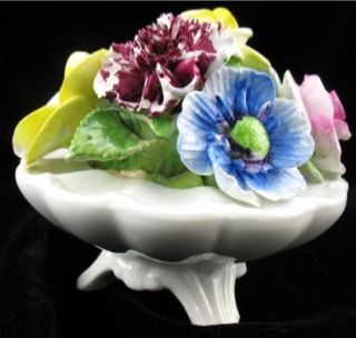   Radnor Art Pottery Bone China Staffordshire Floral Vase Basket Bouquet