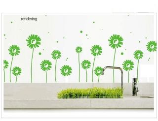 Wall Sticker Green Flower Kitchen Bathroom Titles Door Home Fun Decor 