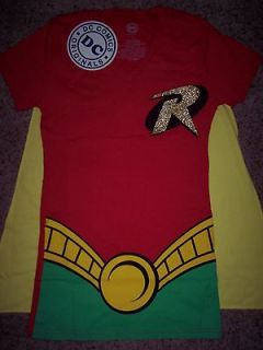 Robin Batman Glitter Dc Comics Costume With Cape Womens V Neck T Shirt