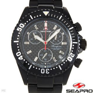   scorpion professional black chrono date watch black carbon fiber