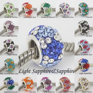   CRYSTAL AUTHENTIC 925 STERLING SILVER BIG HOLE CHARM BEAD FIT BRACELET