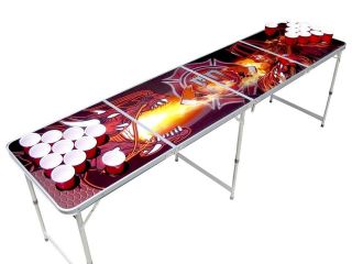 Firefighter dragon flames beer pong table WITH pre drilled cup HOLES