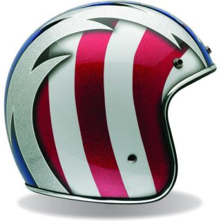 Bell Custom 500 Low Profile Motorcycle Helmet Cobra Red Blue Stars 