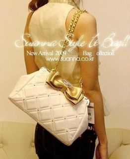Vintage Korean Women Lolita Golden Chain Bow Purse Handbag Shoulder 
