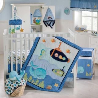 Blue Lagoon 9 Piece Baby Crib Bedding Set with Bumper by Kidsline