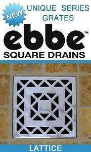 Ebbe Unique Lattice Square Shower Drain Grate ONLY. 3/16 Solid 