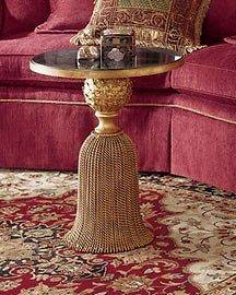 Gorgeous WROUGHT IRON Tassel Table Ornate Victorian  Gold 