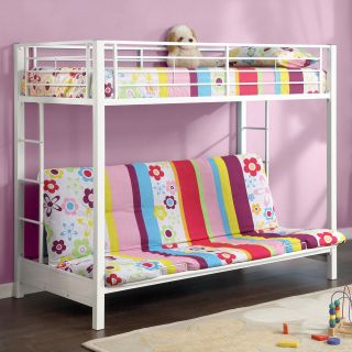   Twin over Double/Full Futon Bunk Bed Frame Powder Coated Bright White