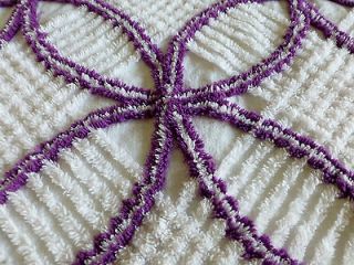 Vintage Chenille Bedspread Fabric royal purple vtg blanket quilt 