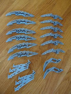 large lot of 16 Lego Legos Bionicle spare parts silver weapons 