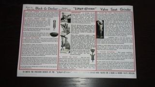 Black & Decker Valve Seat Grinder Instruction Sheet