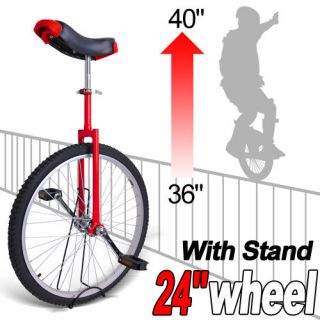Wheel Butyl Tire Chrome Unicycle Cycling W/ Stand Balance Train Bike 