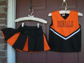   BENGALS Girls Cheerleading 2 pc Outfit Size M/L 8 10 Orange/Black