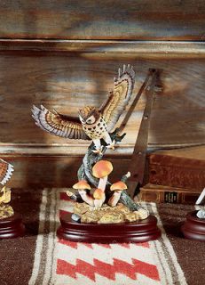   BY SADEK Porcelain Great Horned Owl Figurine with Base / Bird Statue