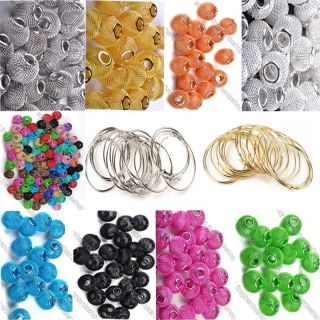 Circle Hoop Earrings 12MM European Mesh Beads Craft Finding Wholesale 